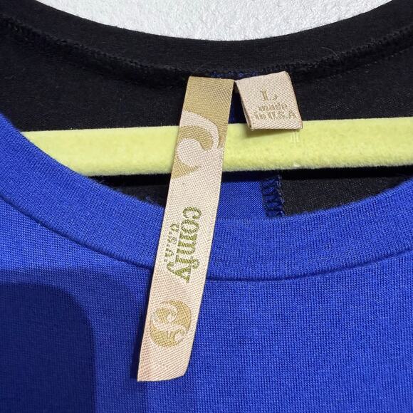 Comfy USA Blue Colorblock Midi Dress Sz L - Picture 5 of 11